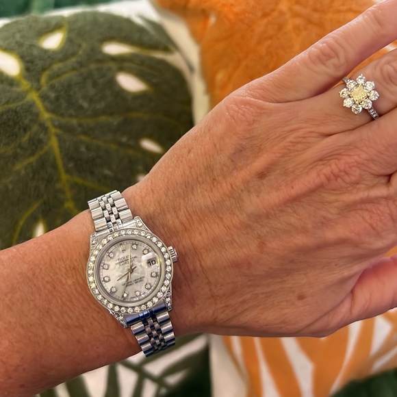 SOLD Rolex Ladies 1.8 Carat Diamond Datejust Watch with Box & Appraisal - Picture 3 of 15